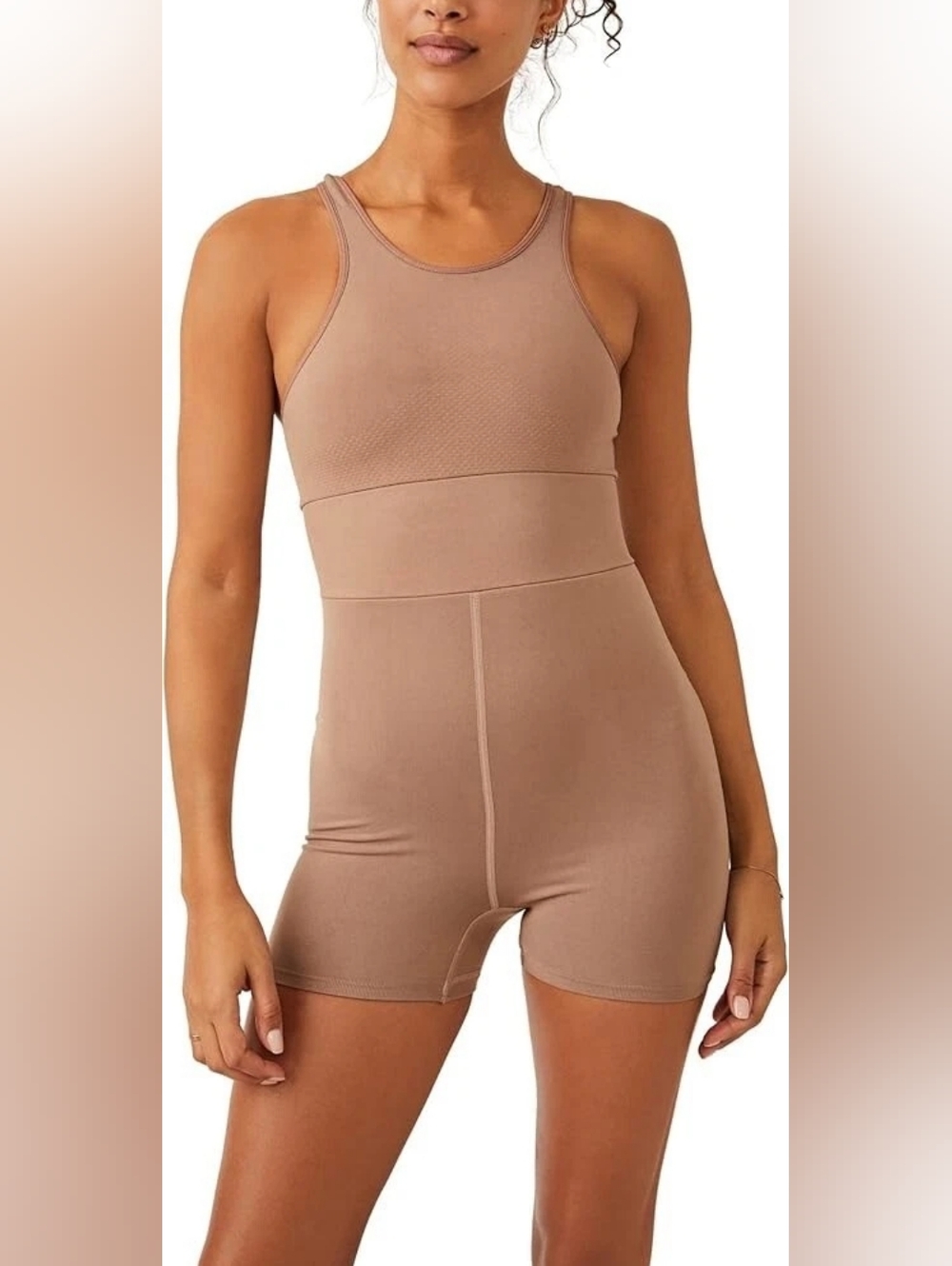 Free People FP Movement "Every Single Time" Onesie M/L Neutral Biker Romper